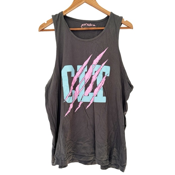 Girl Tribe Tops - Girl Tribe Co CLT Cat Scratch Tank Grey XL